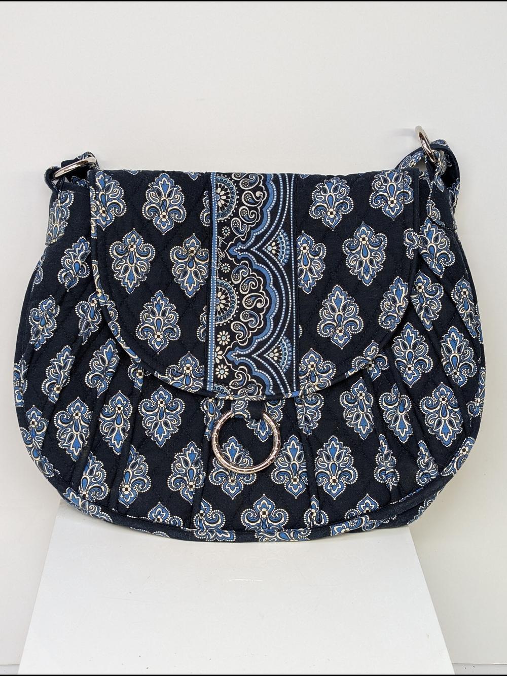Vera Bradley Java Blue Quilted Magnetic Close Hipster Shoulder Bag Purse